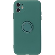 Coque iPhone 12 - Soft Touch avec anneau - Vert foncé