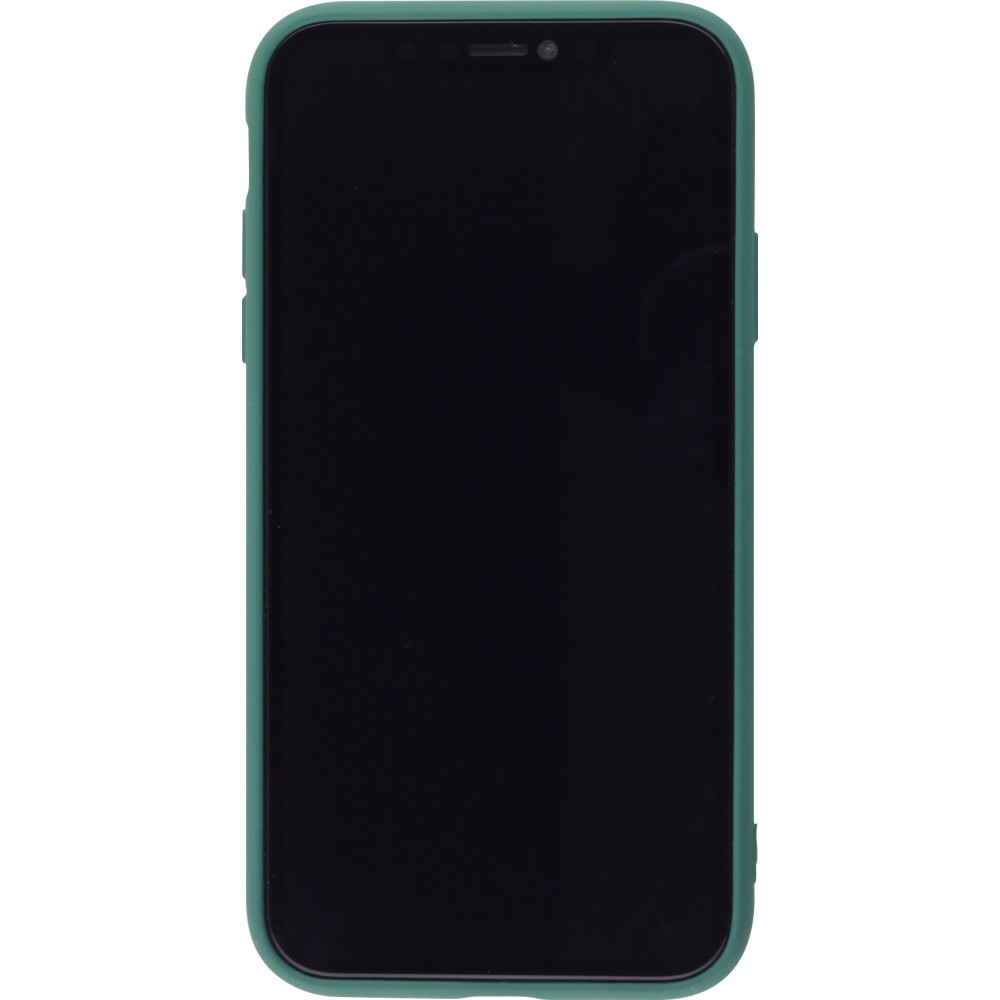 Coque iPhone 12 - Soft Touch avec anneau - Vert foncé