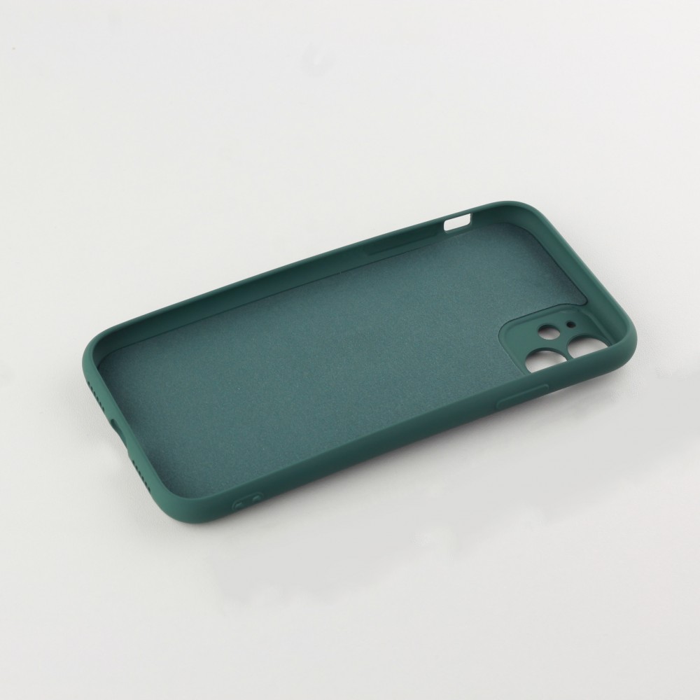 Coque iPhone 12 - Soft Touch avec anneau - Vert foncé