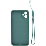 Coque iPhone 12 - Soft Touch avec anneau - Vert foncé