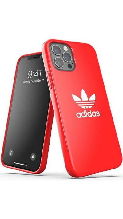 Coque iPhone 12 / 12 Pro - Adidas gel laqué flexible avec logo blanc imprimé - Rouge