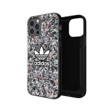 Coque iPhone 12 Pro Max - Adidas gel rigide fond fleuri et logo imprimé en blanc - Multicolore