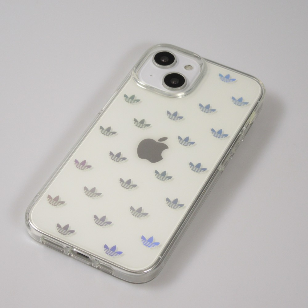 iPhone 12 / 12 Pro Case Hülle - Adidas starres, transparentes Silikon mit Logo-Wiederholung Iris-Effekt - Transparent