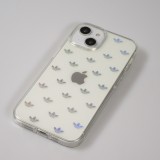 Coque iPhone 12 / 12 Pro - Adidas silicone rigide transparent avec répétition du logo effet irisé - Transparent