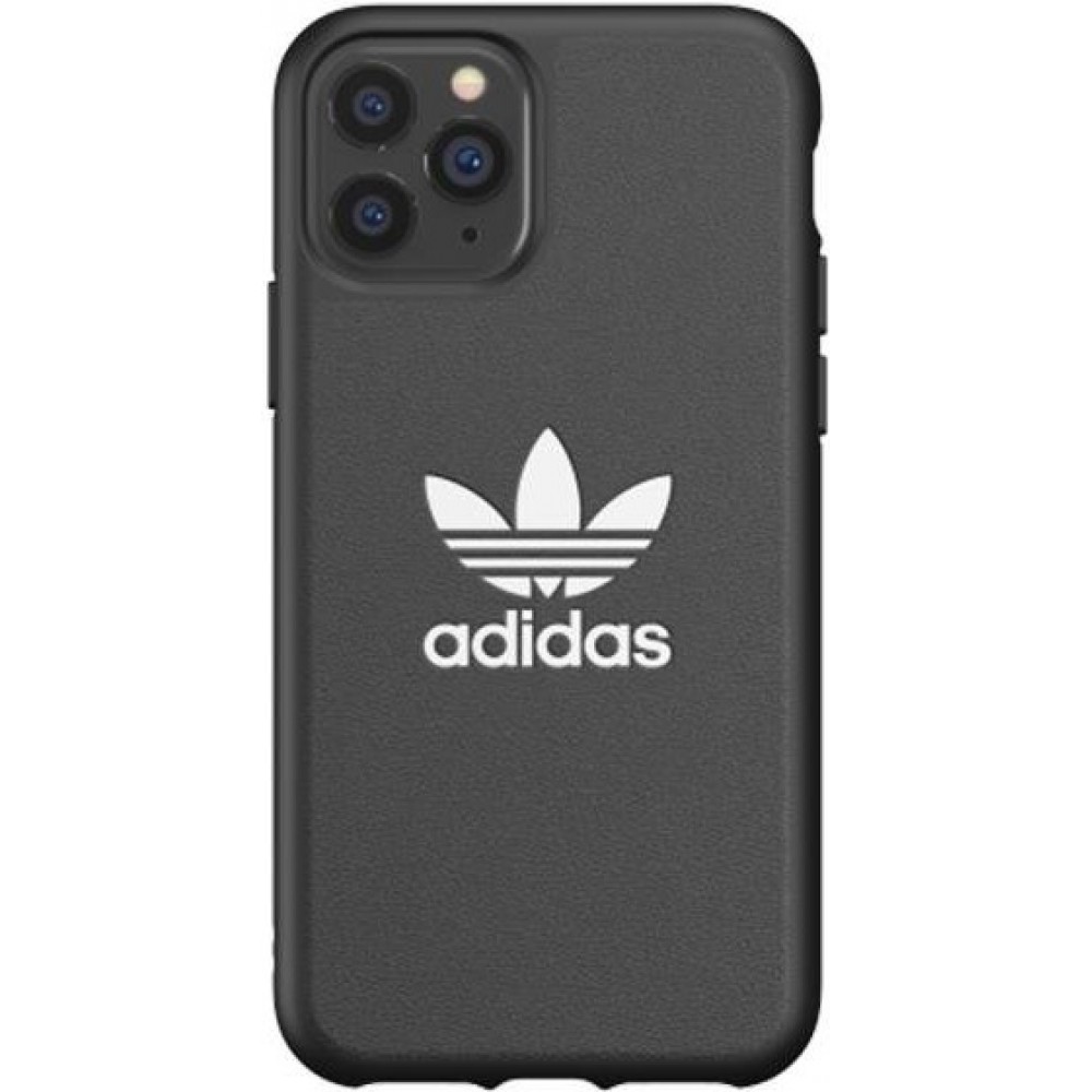 Coque iPhone 12 / 12 Pro - Adidas similicuir avec logo blanc embossé - Noir