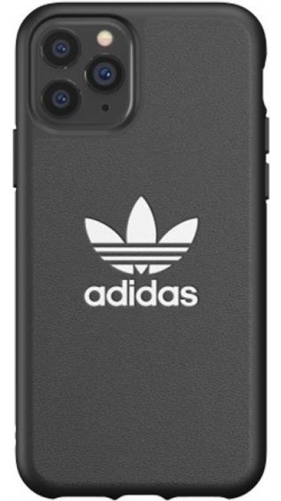 Coque iPhone 12 Pro Max - Adidas similicuir avec logo blanc embossé - Noir