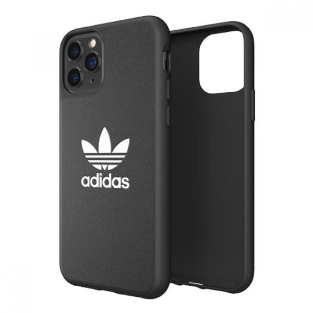 Coque iPhone 12 Pro Max - Adidas similicuir avec logo blanc embossé - Noir