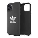 Coque iPhone 13 Pro Max - Adidas similicuir avec logo blanc embossé - Noir