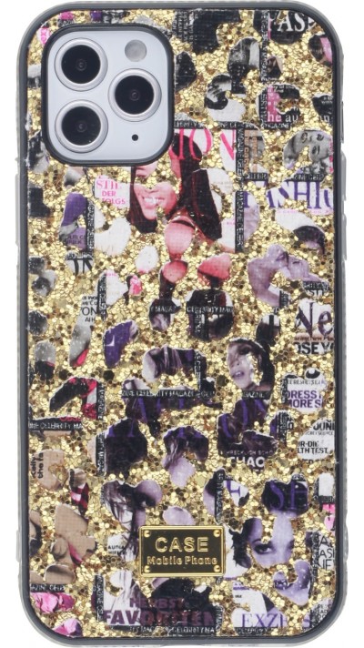 Hülle iPhone 12 Pro Max - Fashion Strass Collage - Gold