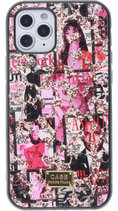 Hülle iPhone 12 Pro Max - Fashion Strass Collage - Rosa