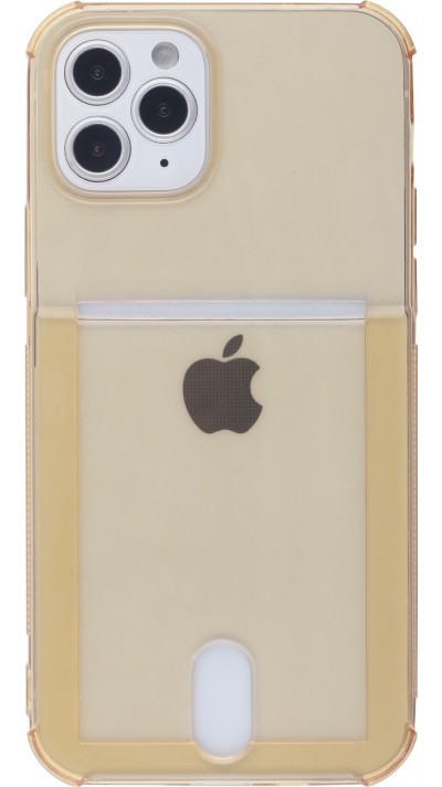 Coque iPhone 12 Pro Max - Gel Bumper Porte-carte - Or