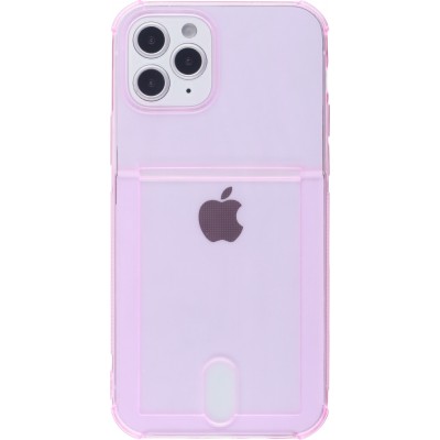 Hülle iPhone 12 Pro Max - Gummi Bumper Kartenhalter - Rosa