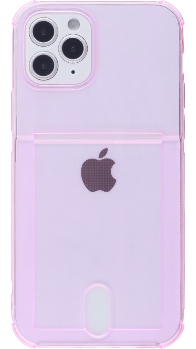 Coque iPhone 12 Pro Max - Gel Bumper Porte-carte - Rose