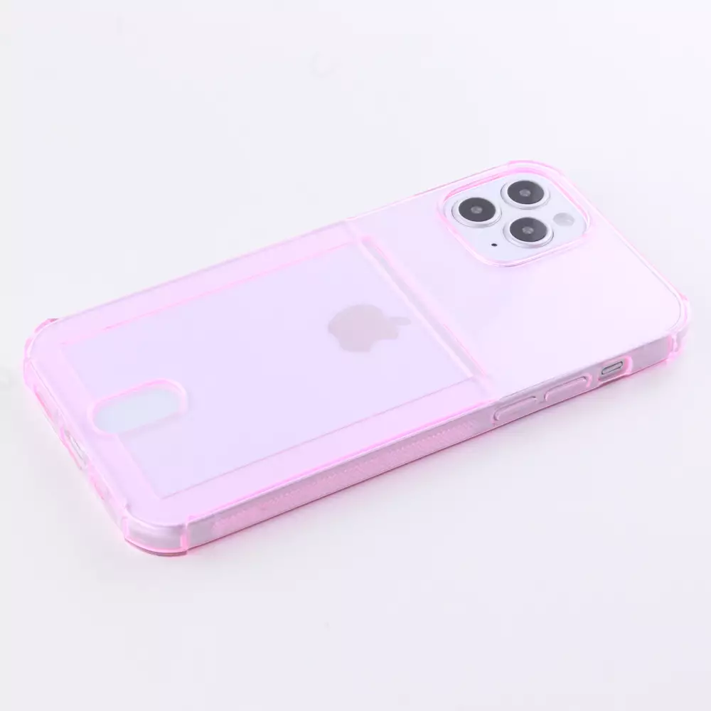 Coque iPhone 12 Pro Max - Gel Bumper Porte-carte - Rose