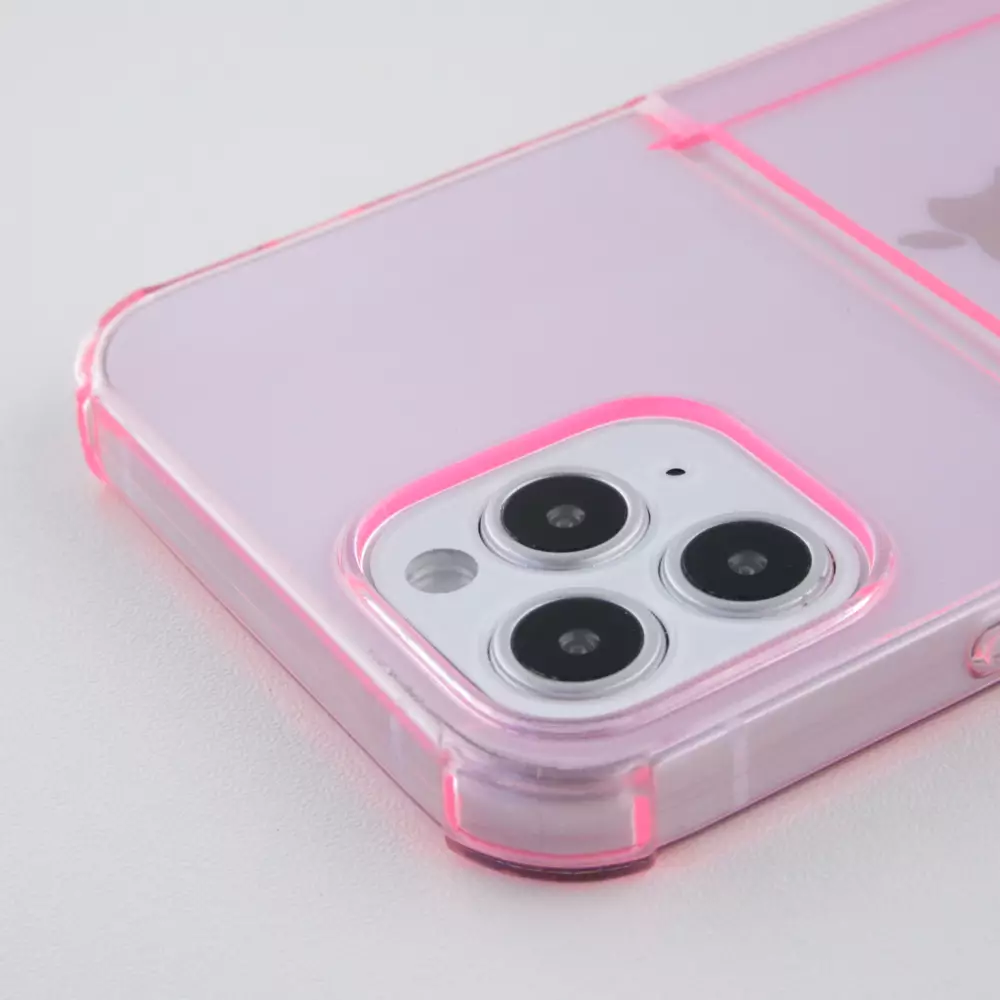 Coque iPhone 12 Pro Max - Gel Bumper Porte-carte - Rose