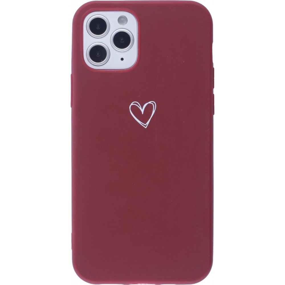 Coque iPhone 12 - Gel coeur - Rouge