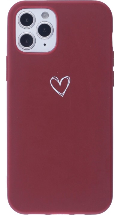 Hülle iPhone 12 - Gummi Herz - Rot