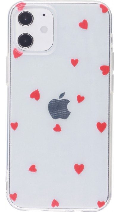 Coque iPhone 12 / 12 Pro - Gel petit coeur - Rouge