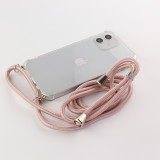 Coque iPhone 16e - Gel transparent avec lacet or - Rose