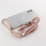 Coque iPhone 15 - Gel transparent avec lacet or - Rose