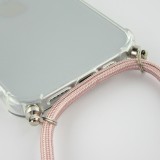 Coque iPhone 12 / 12 Pro - Gel transparent avec lacet or - Rose
