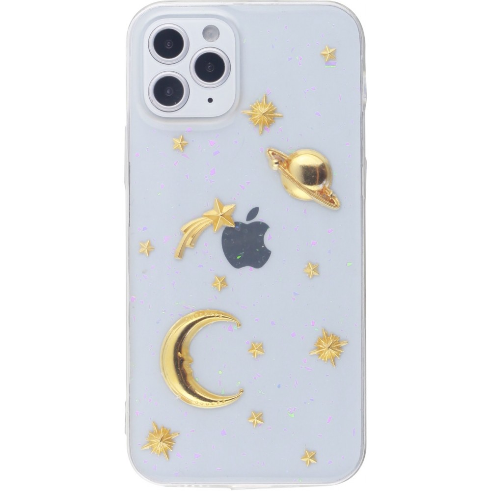 Hülle iPhone 12 Pro Max - Glass 3D Universum - Transparent