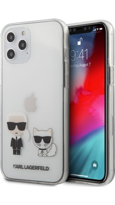 Coque iPhone 12 Pro Max - Karl Lagerfeld et Choupette duo gel rigide - Transparent