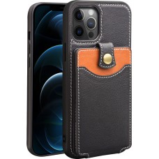 Hülle iPhone 13 - Qialino Wallet Kartenhalter Echtleder - Schwarz