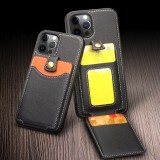 Coque iPhone 13 Pro - Qialino Wallet porte-cartes cuir véritable - Noir