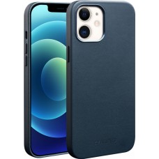 Hülle iPhone 12 / 12 Pro - Qialino Echtleder (MagSafe kompatibel) blau