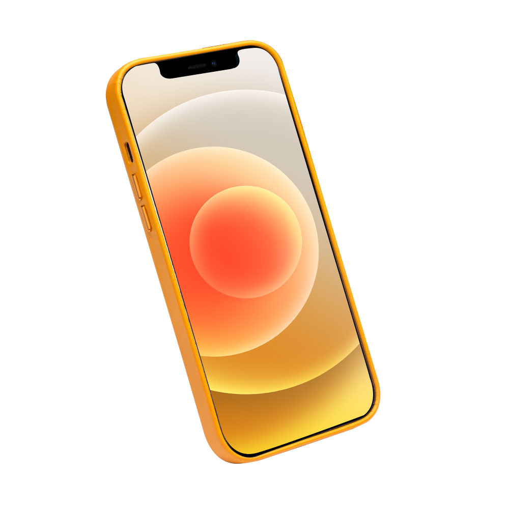 Hülle iPhone 12 / 12 Pro - Qialino Echtleder (MagSafe kompatibel) - Orange