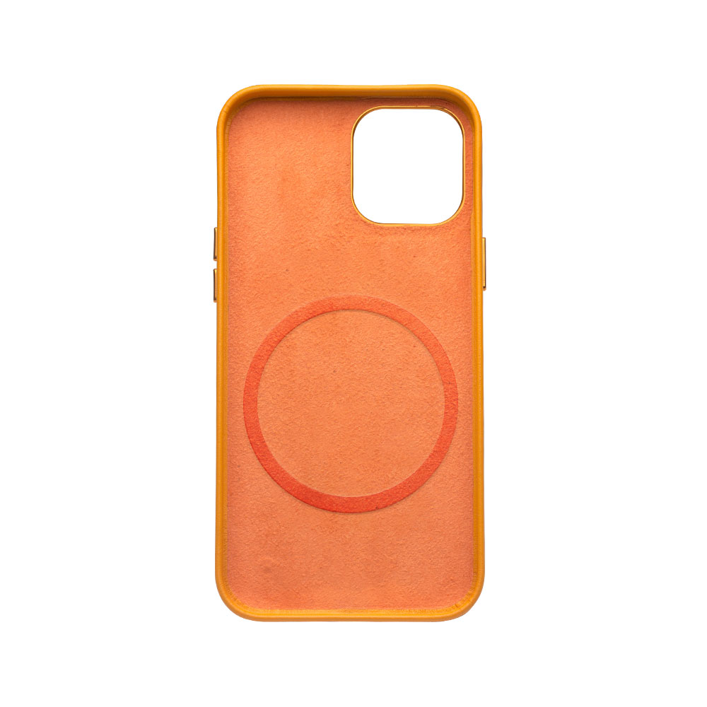 Coque iPhone 12 mini - Qialino cuir véritable (compatible MagSafe) - Orange