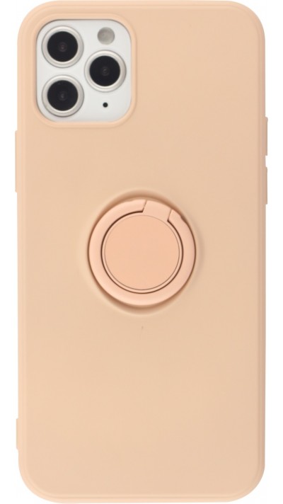 Coque iPhone 12 - Soft Touch avec anneau - Rose