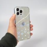 Coque iPhone 12 / 12 Pro - Transparent coeurs irisés effet animé