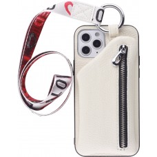 Hülle iPhone 12 Pro Max - Wallet mit tasche und Schleife - Weiss