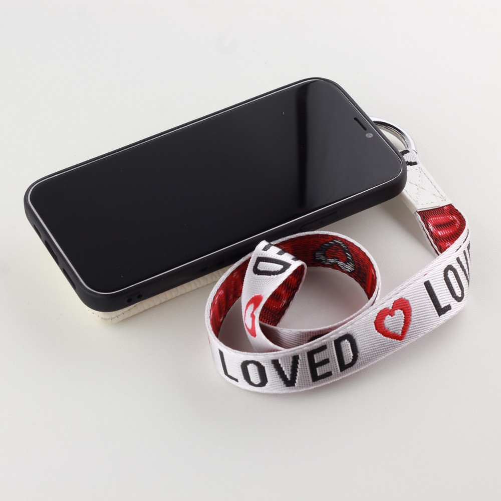 Hülle iPhone 12 Pro Max - Wallet mit tasche und Schleife - Weiss