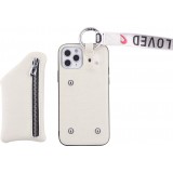 Hülle iPhone 12 Pro Max - Wallet mit tasche und Schleife - Weiss