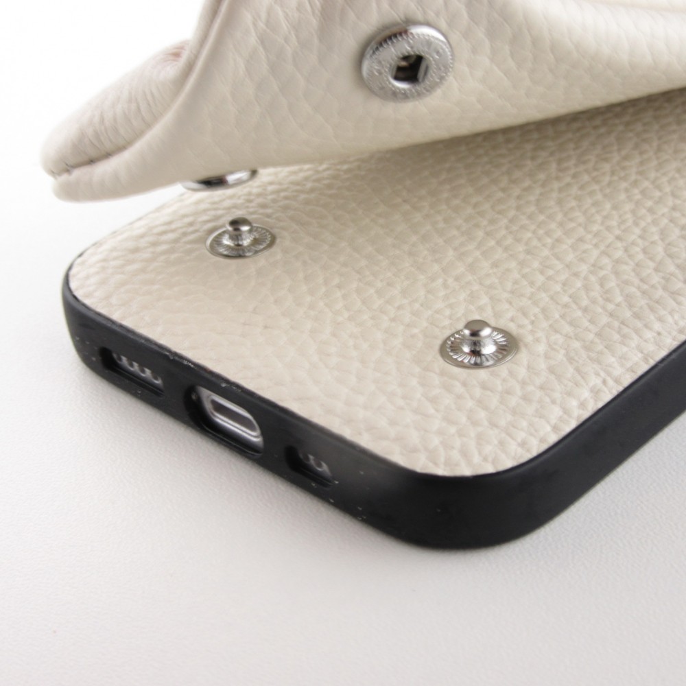 Hülle iPhone 12 Pro Max - Wallet mit tasche und Schleife - Weiss