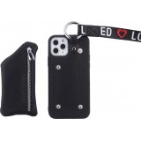 Hülle iPhone 12 Pro Max - Wallet mit tasche und Schleife - Schwarz