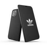 Coque iPhone 12 Pro Max - Adidas Flip similicuir avec logo blanc embossé - Noir