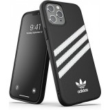 Coque iPhone 12 Pro Max - Adidas Gazelle style similicuir bandes blanches cousues et logo imprimé - Noir