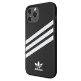 Coque iPhone 12 Pro Max - Adidas Gazelle style similicuir bandes blanches cousues et logo imprimé - Noir