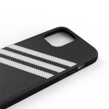 Coque iPhone 12 Pro Max - Adidas Gazelle style similicuir bandes blanches cousues et logo imprimé - Noir