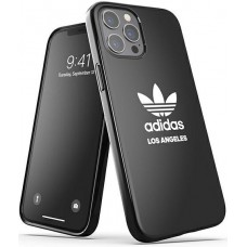 iPhone 12 Pro Max Case Hülle - Adidas flexibel lackiertes Gel Los Angeles mit weißem Logoaufdruck - Schwarz