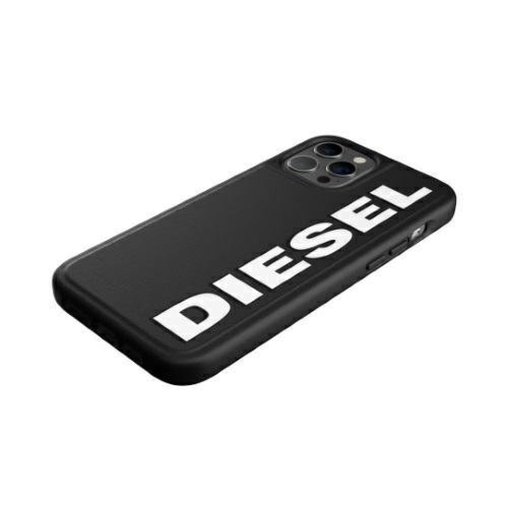 Coque iPhone 12 Pro Max - Diesel similicuir avec logo embossé - Noir