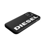iPhone 12 / 12 Pro Case Hülle - Diesel Kunstleder mit geprägtem Logo - Schwarz