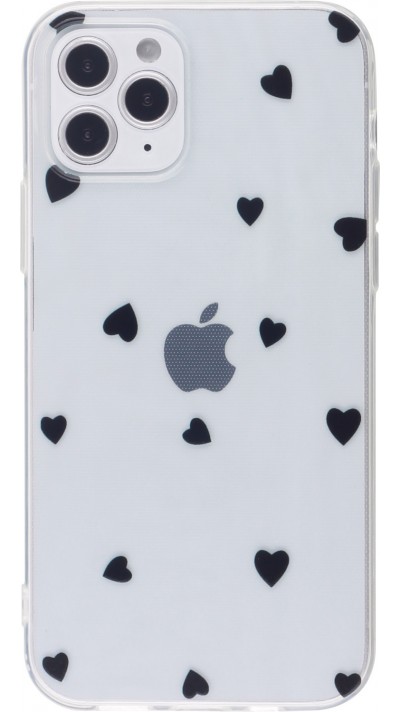 Coque iPhone 12 Pro Max - Gel petit coeur - Noir