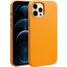 Coque iPhone 12 Pro Max - Qialino cuir véritable (compatible MagSafe) - Orange