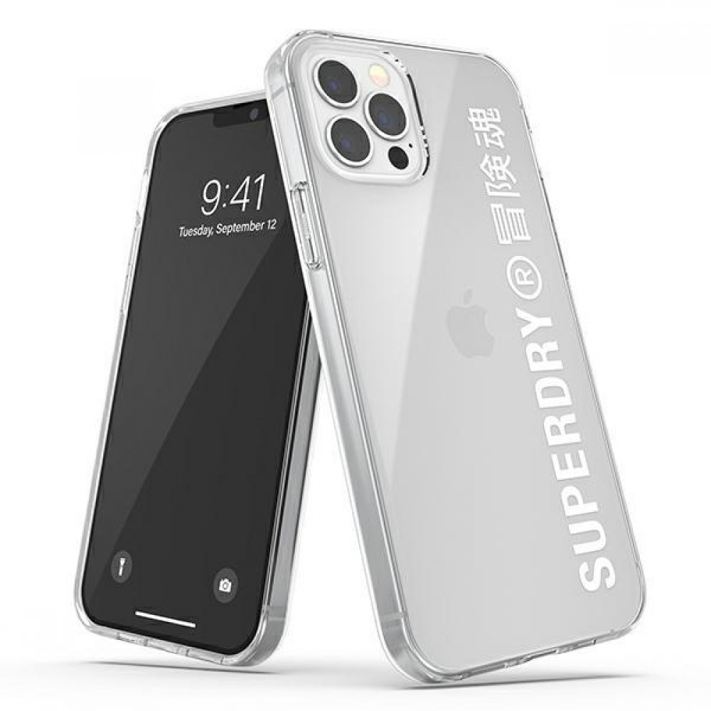 Coque iPhone 12 Pro Max - Superdry Clear Case transparente avec logo imprimé