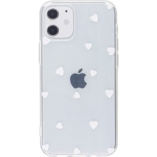 Coque iPhone 12 mini - Gel petit coeur transparent - Blanc